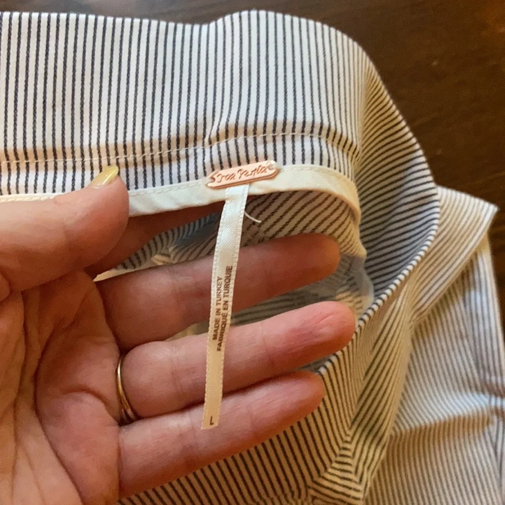 Free People Pinstripe Navy and White Trouser Pants - Picture 5 of 8